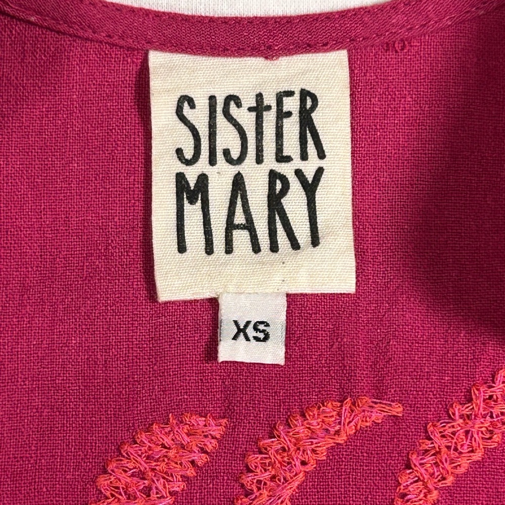 Sister Mary Flutter Sleeve A Line Embroidered dress. Size XS Otami Style EUC - Picture 3 of 9